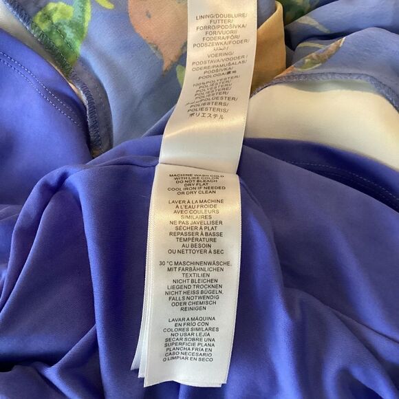 Adrianna Papell Printed Stretch Crepe Halter Dress High-Low Hem Size S - Picture 15 of 16